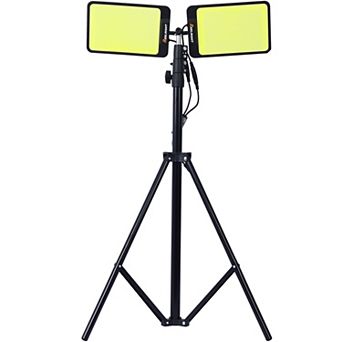 11200LM Dual-Head LED Work Light, Adjustable Tripod Stand Construction Light with Remote