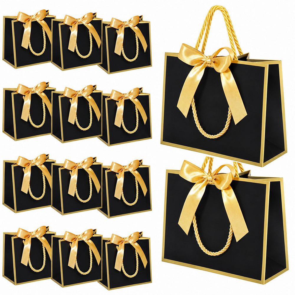 50 Bulk Mini Gift Bags With Handles Ribbons For Party Favors Weddings ...