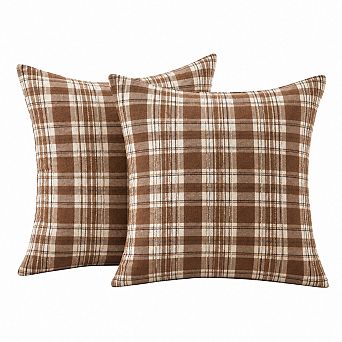 Set of 2 Scottish Plaid Polyester Pillow Covers Christmas Home Decor