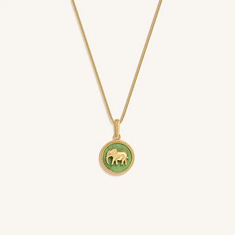 Tranquil Guardian Jade Elephant Necklace