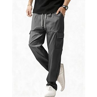 Men's Loose Cargo Pants With Pockets And Drawstring Waist