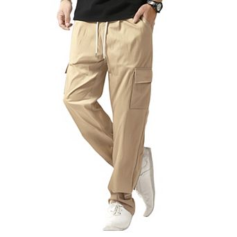 Men's Loose Cargo Pants With Pockets And Drawstring Waist