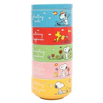 Peanuts Snoopy Garden Patch 6 pc Stackable 5.5 inch Decorate Stoneware Bowl Set