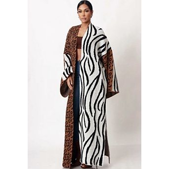 Mixed Zebra & Leopard Animal-print Cardigan