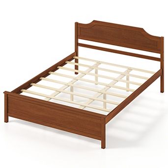 Costway Solid Wood Platform Bed Frame with Headboard, Wood Slat Support