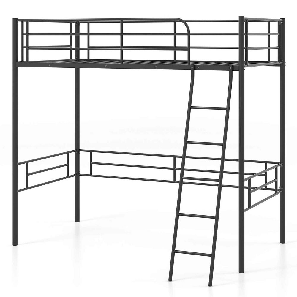 Costway Twin Metal Loft Bed Frame with Ladder Loft Bed with Safety ...