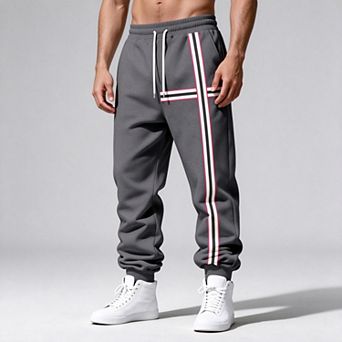 Men's Striped Jogger Sweatpants with Drawstring Waist