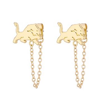 Women's LUV AJ Gold Detroit Lions Chain Link Logo Stud Earrings