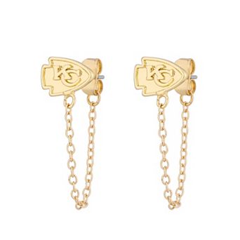 Women's LUV AJ Gold Kansas City Chiefs Chain Link Logo Stud Earrings