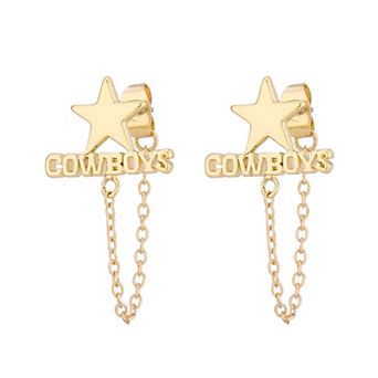 Women's LUV AJ Gold Dallas Cowboys Chain Link Logo Stud Earrings