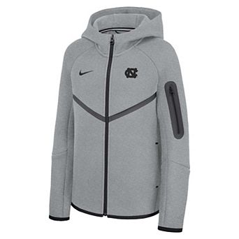 Youth Nike Gray North Carolina Tar Heels Tech Fleece Raglan Full-Zip Windrunner Hoodie
