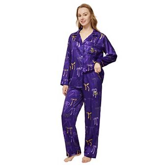 Women's Concepts Sport Purple Minnesota Vikings Poppy Satin Long Sleeve Top and Pants Sleep Set