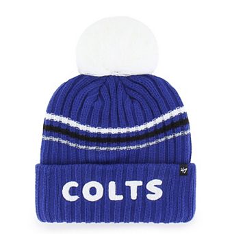 Women's '47 Royal Indianapolis Colts Fuzzy Script Cuffed Knit Hat with Pom