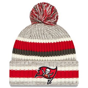 Men's New Era Red/Gray Tampa Bay Buccaneers Stripe Cuff Knit Hat with Pom
