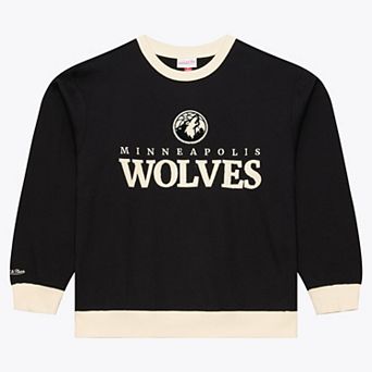 Men's Mitchell & Ness Black Minnesota Timberwolves Cookies & Cream Fleece Crewneck Sweatshirt