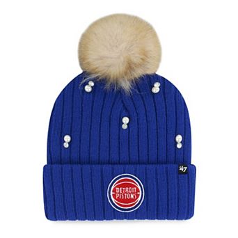 Women's '47 Blue Detroit Pistons Pearl Cuffed Knit Hat with Pom