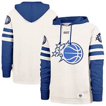 Men's '47 Cream/Blue Orlando Magic Split Zone Cornerback Duo Fleece Hoodie
