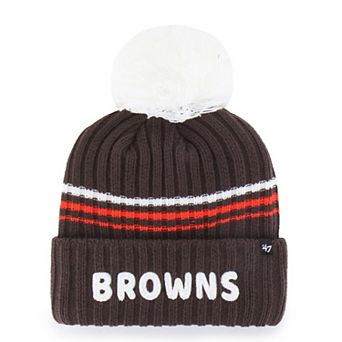 Women's '47 Brown Cleveland Browns Fuzzy Script Cuffed Knit Hat with Pom