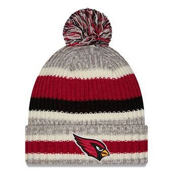 Men's New Era Cardinal/Gray Arizona Cardinals Stripe Cuff Knit Hat with Pom