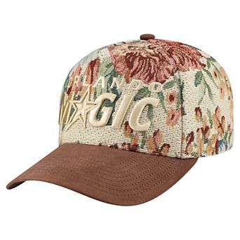Men's Mitchell & Ness Tan Orlando Magic Tapestry Wordmark Pro Snapback Hat