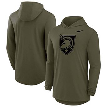 Men's Nike Olive Army Black Knights Dri-FIT Military Long Sleeve Hooded T-Shirt