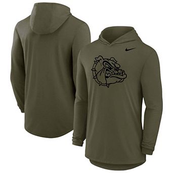 Men's Nike Olive Gonzaga Bulldogs Dri-FIT Military Long Sleeve Hooded T-Shirt