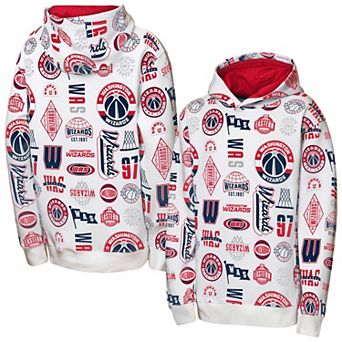 Youth Outerstuff White Washington Wizards 3-and-D Allover Hoodie