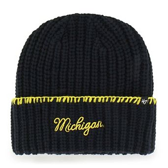 Women's '47 Navy Michigan Wolverines Blanket Stitch Cuff Knit Hat