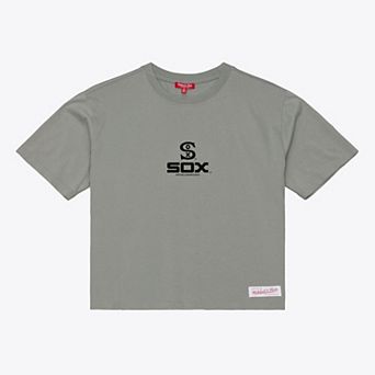 Women's Mitchell & Ness Gray Chicago White Sox Core Essentials Boxy Crop T-Shirt