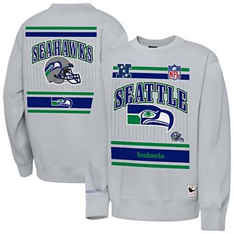 Youth Mitchell & Ness Heather Gray Seattle Seahawks Maxxed Out Fleece Fleece Crew Sweatshirt