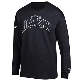 Men's Champion Black Utah Jazz Jersey Long Sleeve T-Shirt