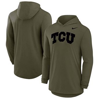 Men's Nike Olive TCU Horned Frogs Dri-FIT Military Long Sleeve Hooded T-Shirt