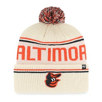 Men's '47 Natural Baltimore Orioles Quattrle Cuffed Knit Hat with Pom
