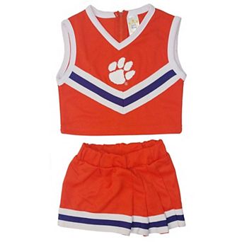 Girls Toddler Little King Orange Clemson Tigers Two-Piece Cheer V-Neck Top & Skirt Set