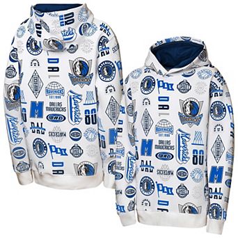 Youth Outerstuff White Dallas Mavericks 3-and-D Allover Hoodie