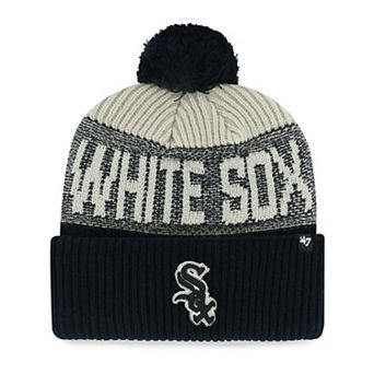 Men's '47 Black Chicago White Sox Bone Chill Cuffed Knit Hat with Pom
