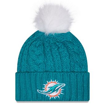 Women's New Era Aqua Miami Dolphins Single Knit Hat with Pom
