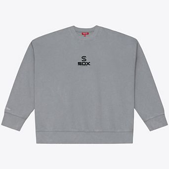 Women's Mitchell & Ness Gray Chicago White Sox Core Essentials Micro Logo Fleece Sweatshirt