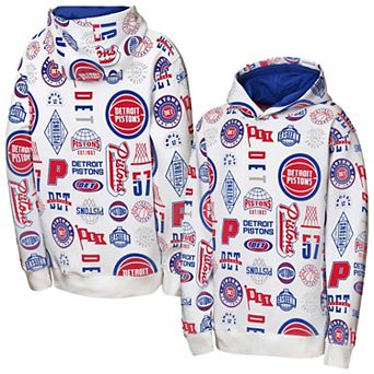 Youth Outerstuff White Detroit Pistons 3-and-D Allover Hoodie