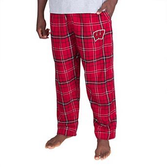 Men's Fanatics Red/Black Wisconsin Badgers Big & Tall Ultimate Plaid Flannel Pajama Pants