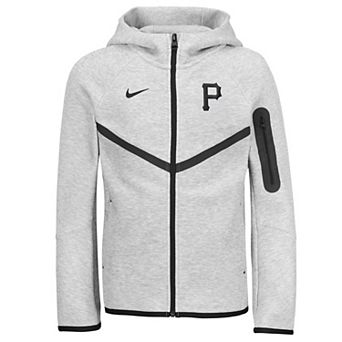 Youth Nike Heather Gray Pittsburgh Pirates Tech Fleece Raglan Full-Zip Windrunner Hoodie