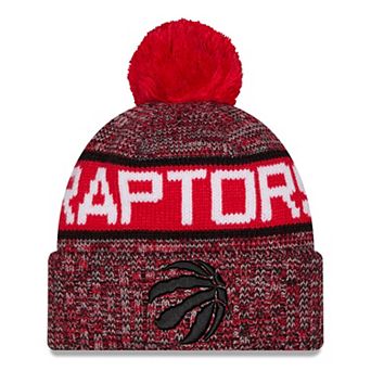 Men's New Era Red Toronto Raptors Tri-Color Cuffed Knit Hat with Pom