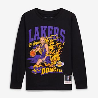 Youth Mitchell & Ness Luka Don i Black Los Angeles Lakers Fired Up Long Sleeve T-Shirt