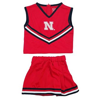 Girls Toddler Little King Scarlet Nebraska Huskers Two-Piece Cheer V-Neck Top & Skirt Set