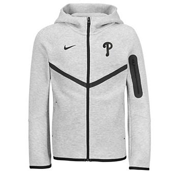 Youth Nike Heather Gray Philadelphia Phillies Tech Fleece Raglan Full-Zip Windrunner Hoodie