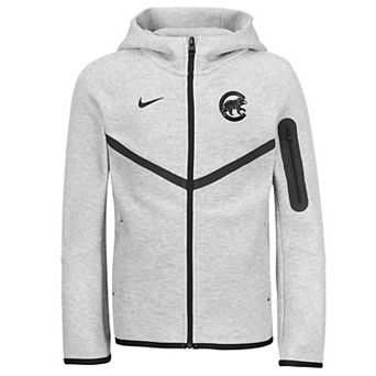 Youth Nike Heather Gray Chicago Cubs Tech Fleece Raglan Full-Zip Windrunner Hoodie