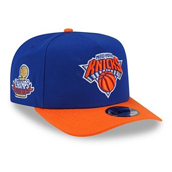 Men's New Era Blue/Orange New York Knicks 2026 NBA Champions Side Patch 9FIFTY A-Frame Snapback Hat