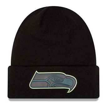 Men's New Era Black Seattle Seahawks Chrome Cuffed Knit Hat