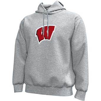 Men's Under Armour Heather Gray Wisconsin Badgers Core Icon Fleece Pullover Hoodie