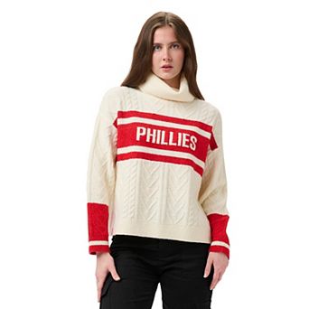 Women's Lusso Red/Cream Philadelphia Phillies Susan Cowl Neck Sweater